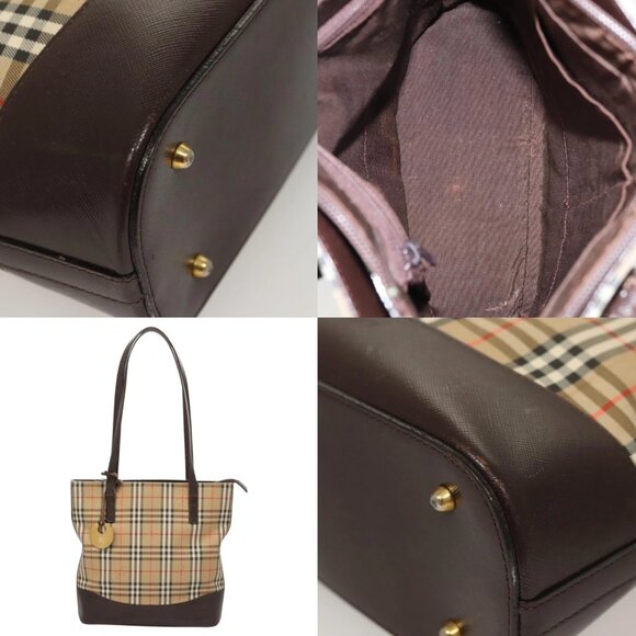 BURBERRY Nova Check Shoulder Bag Canvas Beige Gold Auth 123802 - Picture 13 of 14